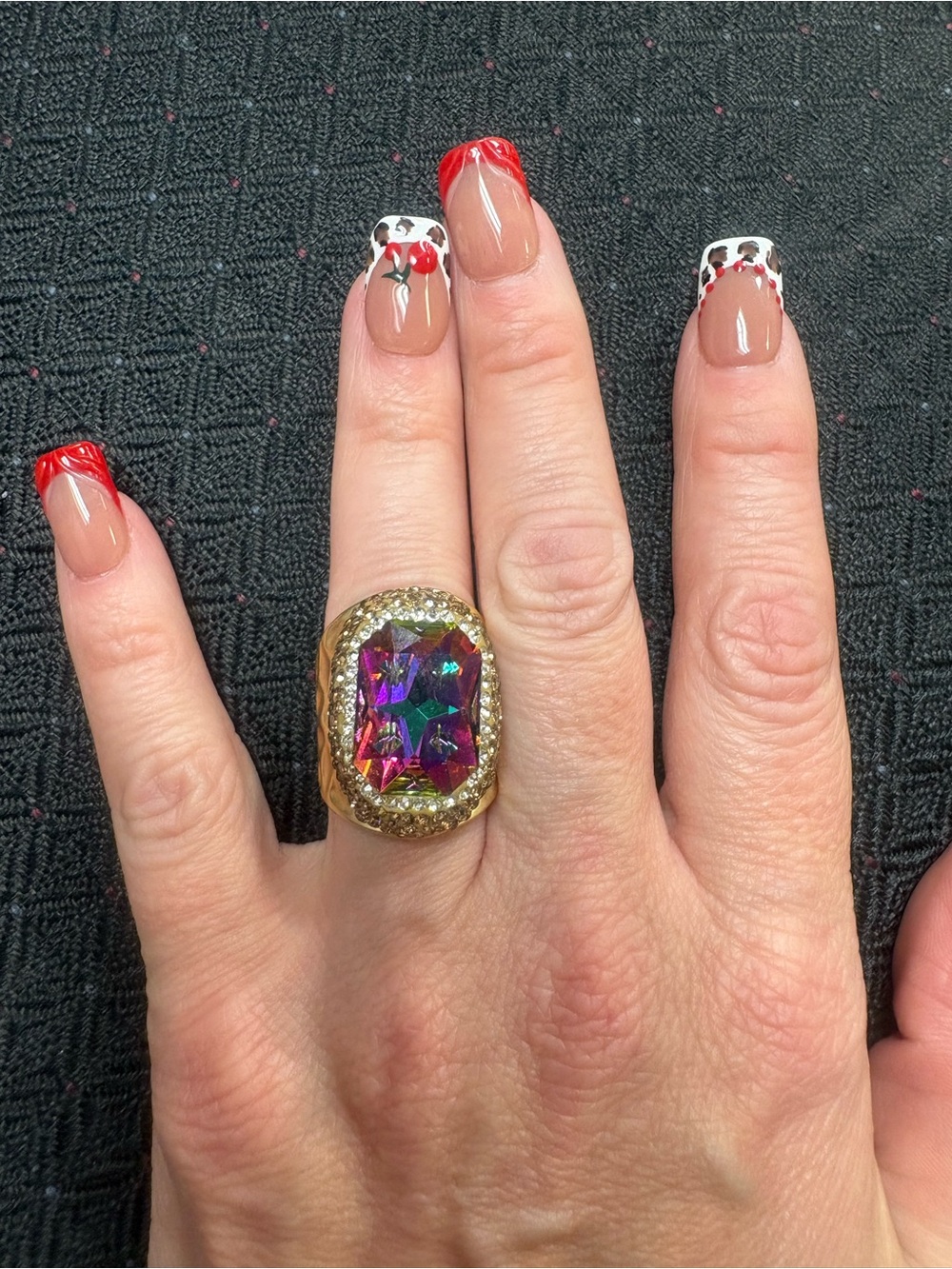 Gold-Tone Mystic Topaz Statement Ring - Multicolor Crystal